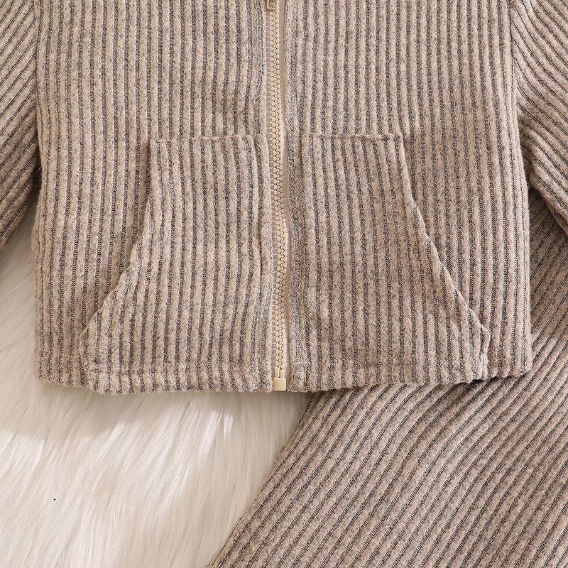Autumn And Winter New Knit Ribbed Long-sleeve Hooded Zip-up Sweater - Image 4