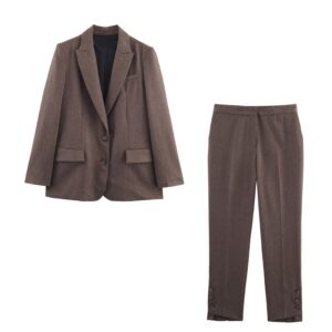 Fashion Back Button Suit Jacket Pants
