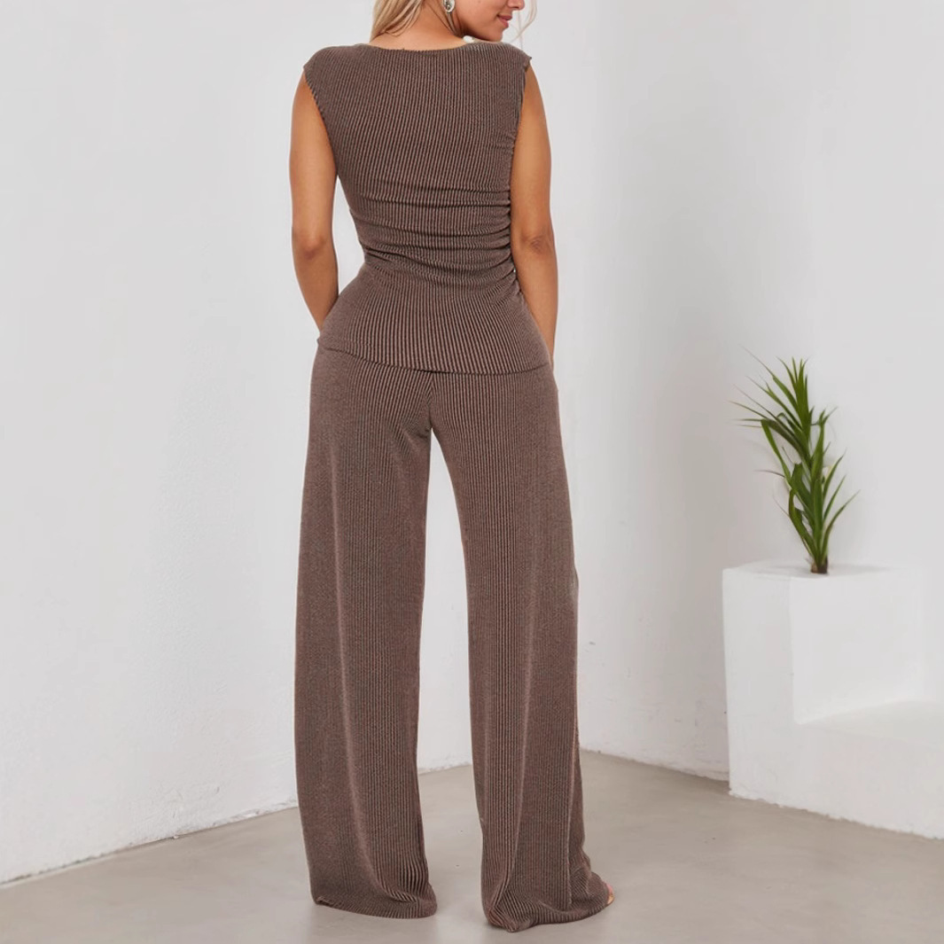 Fashion Waist-cinching Sleeveless Two-piece Set, Straight Silhouette - Image 4