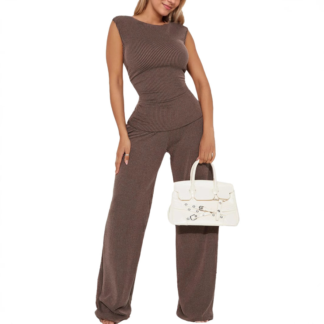 Fashion Waist-cinching Sleeveless Two-piece Set, Straight Silhouette - Image 5