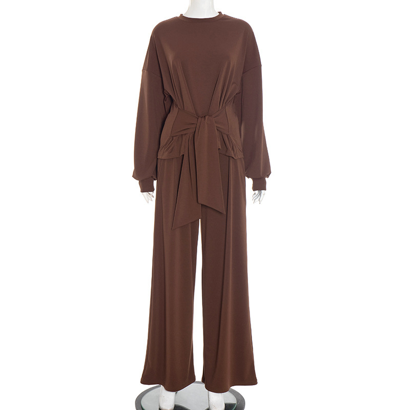 Stylish And Comfortable Waist-tied Ribbon Pants Casual Suit - Image 6