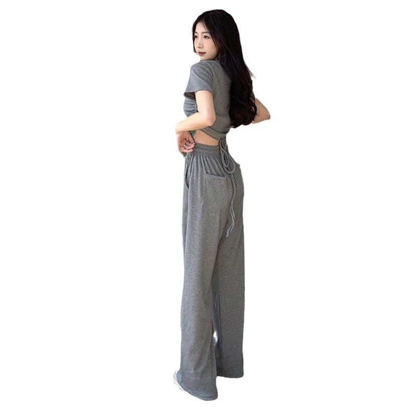 Top With Draped Wide-leg Pants Two-piece Set - Image 5