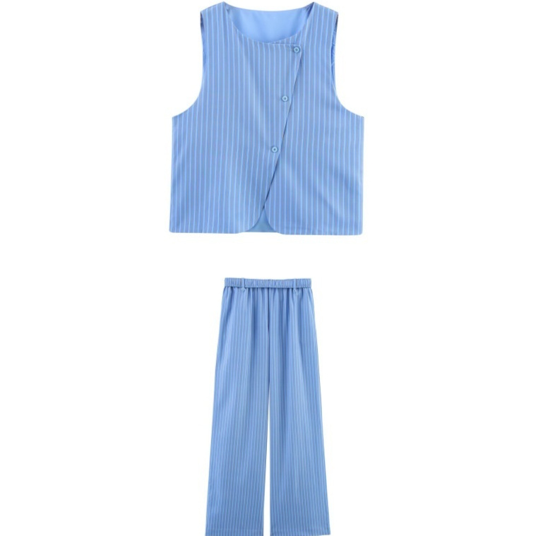 Women's Versatile Top High-waisted Straight-leg Striped Pants