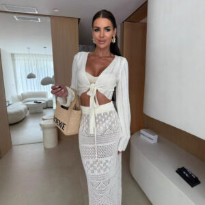 Hollow-out Fashion Bikini Swimsuit Cover-up Sun Protection Set