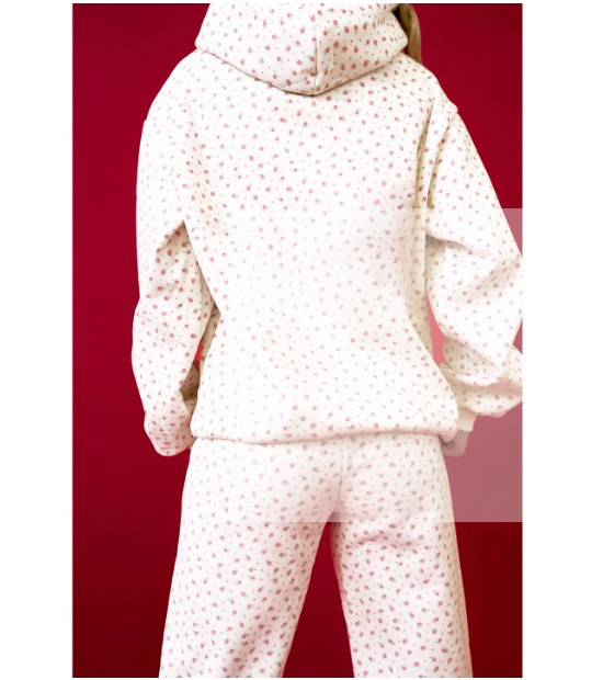 Hooded Sweatshirt Jogger Pants Floral Print Warm And Stylish Set - Image 5