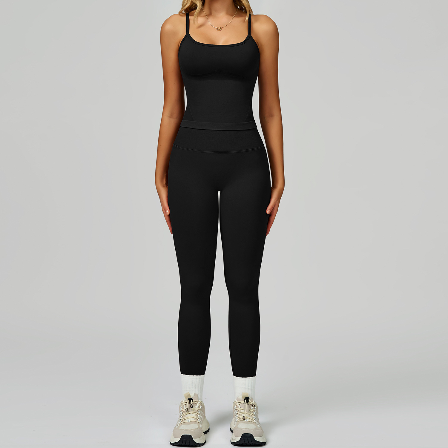 Women's Vest And Pants Color-blocking Yoga Set