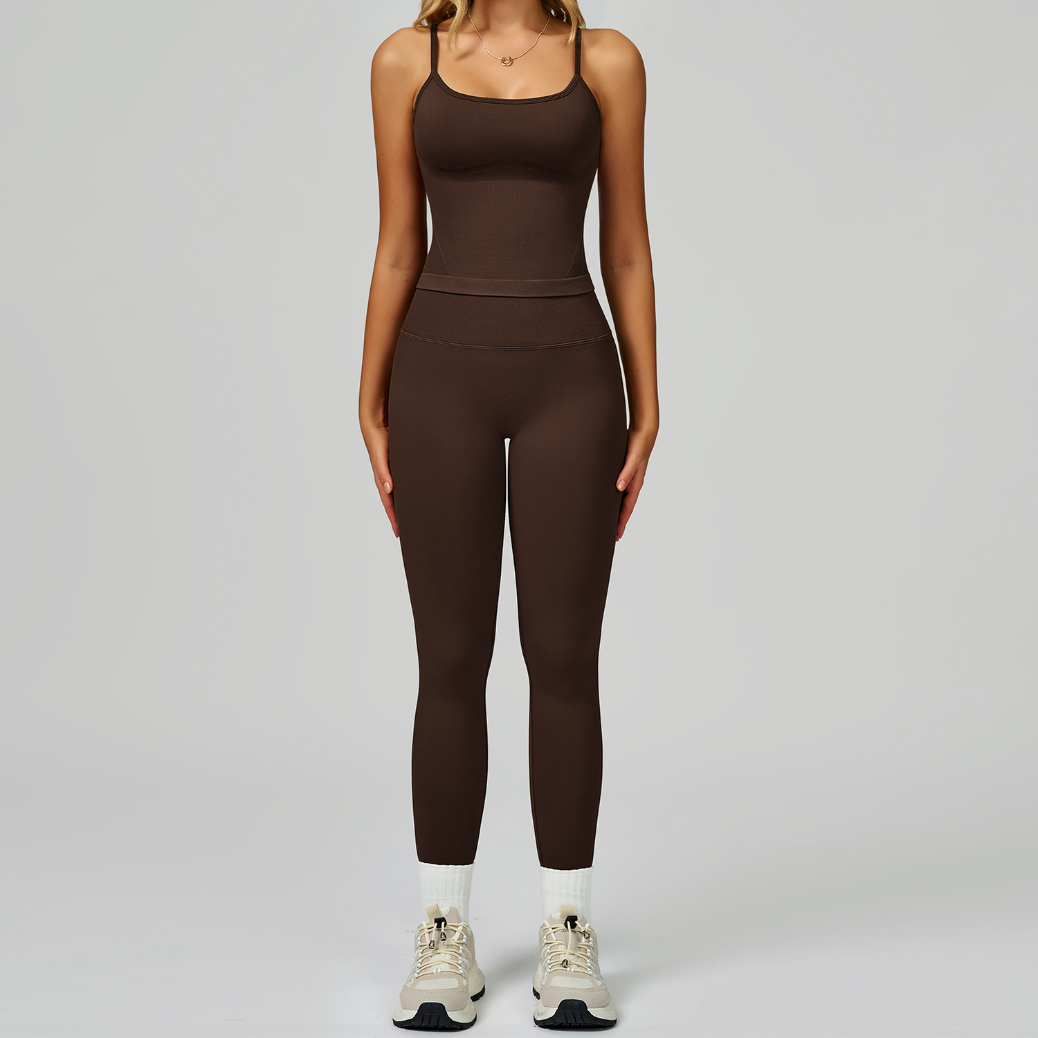 Women's Vest And Pants Color-blocking Yoga Set - Image 2