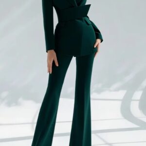 Dark Green Suede Vintage 2-Piece Suit