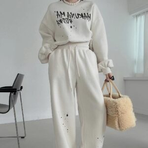 Retro Style Round Neck Letter Print Sweatshirt