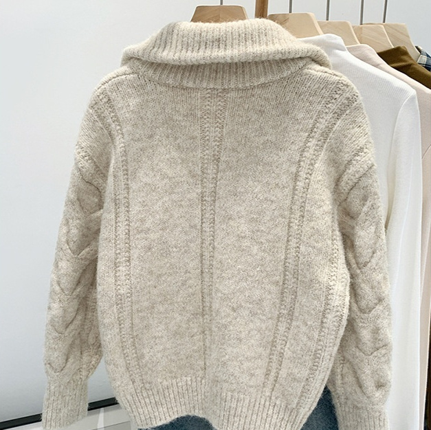 Korean-style Double Zipper Cable Knit Sweater Coat For Women - Image 6