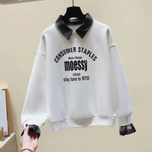 Fake Two-piece Long-sleeved Sweater Fashion Casual Temperament Youthful-looking Student Loose Slimming