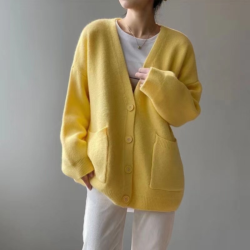 Korean Preppy Style Solid Color Sweater Women's Coat Spring And Autumn New Loose Knitted Cardigan - Image 2