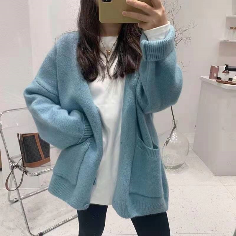 Korean Preppy Style Solid Color Sweater Women's Coat Spring And Autumn New Loose Knitted Cardigan - Image 4