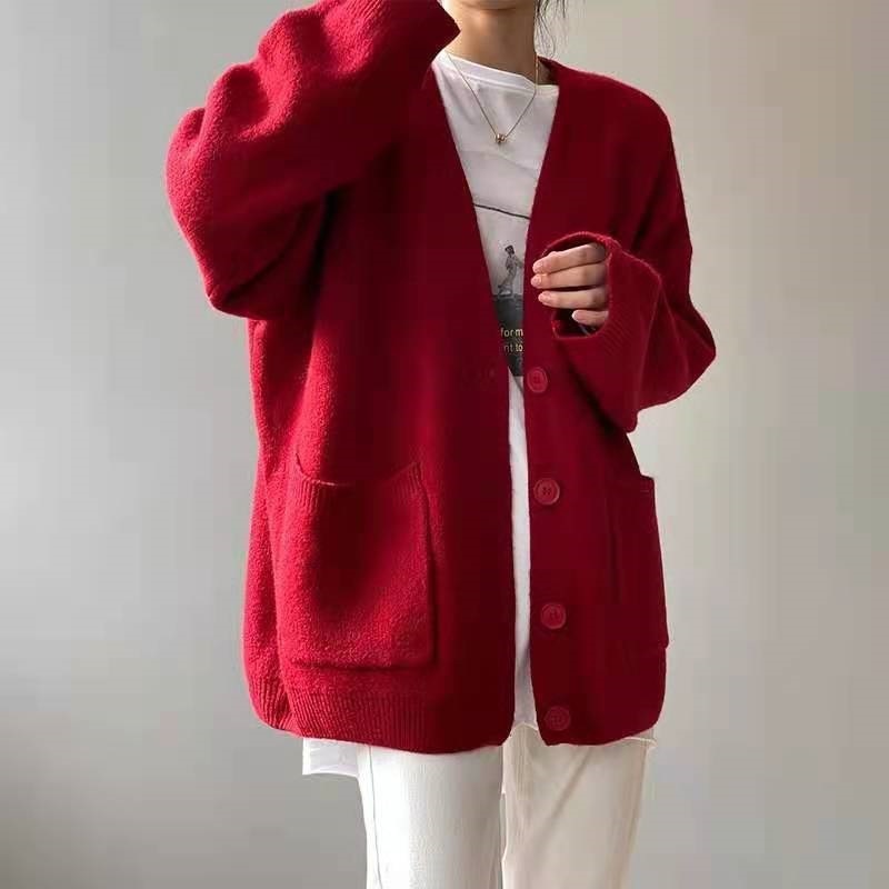 Korean Preppy Style Solid Color Sweater Women's Coat Spring And Autumn New Loose Knitted Cardigan - Image 8