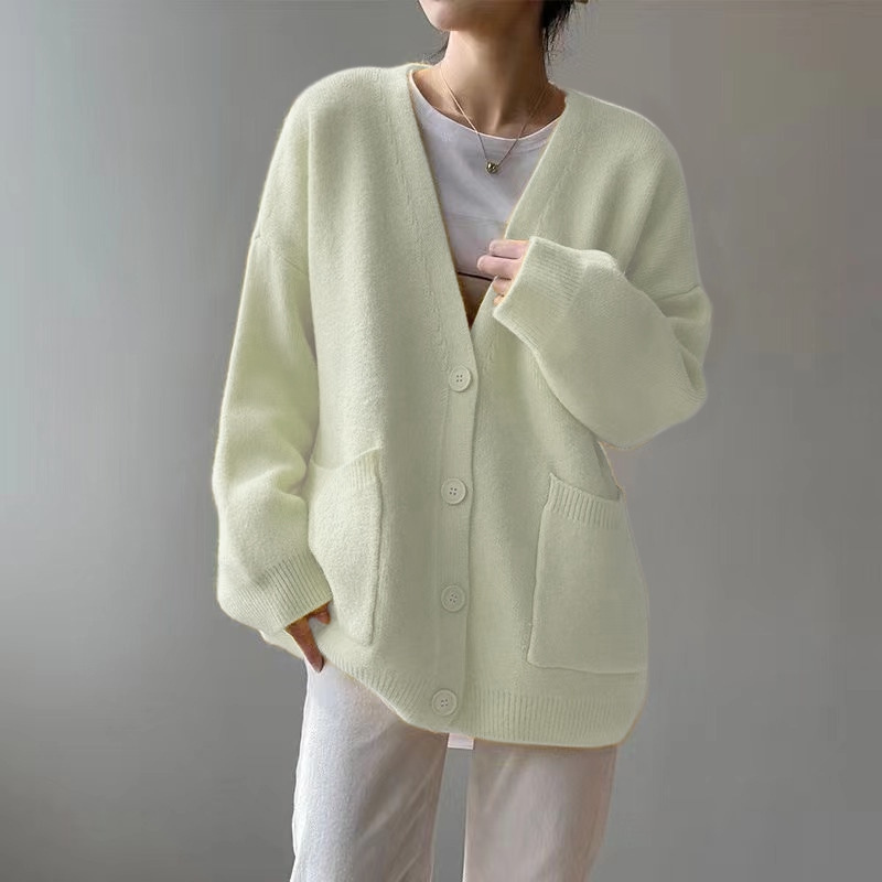 Korean Preppy Style Solid Color Sweater Women's Coat Spring And Autumn New Loose Knitted Cardigan - Image 9
