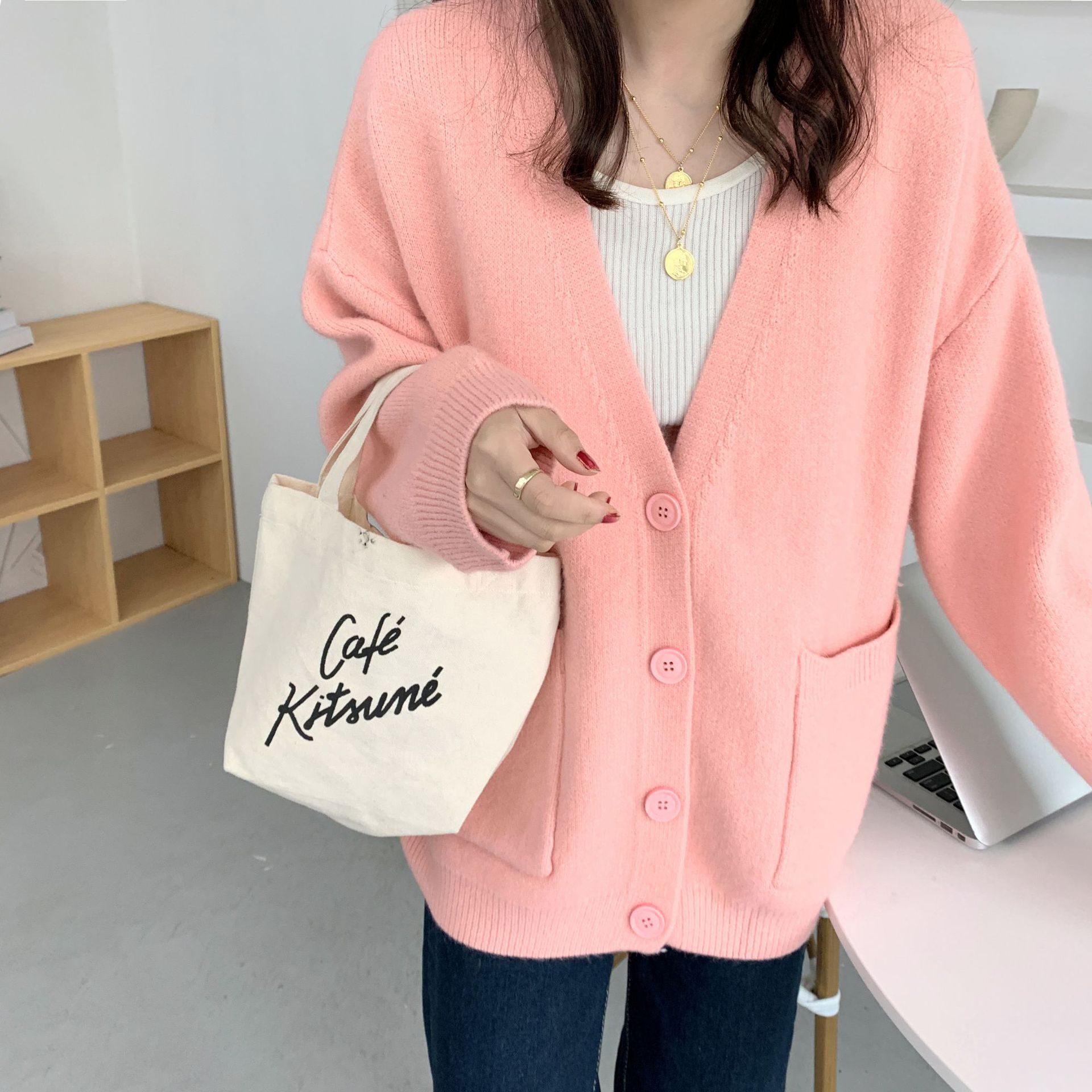 Korean Preppy Style Solid Color Sweater Women's Coat Spring And Autumn New Loose Knitted Cardigan - Image 10