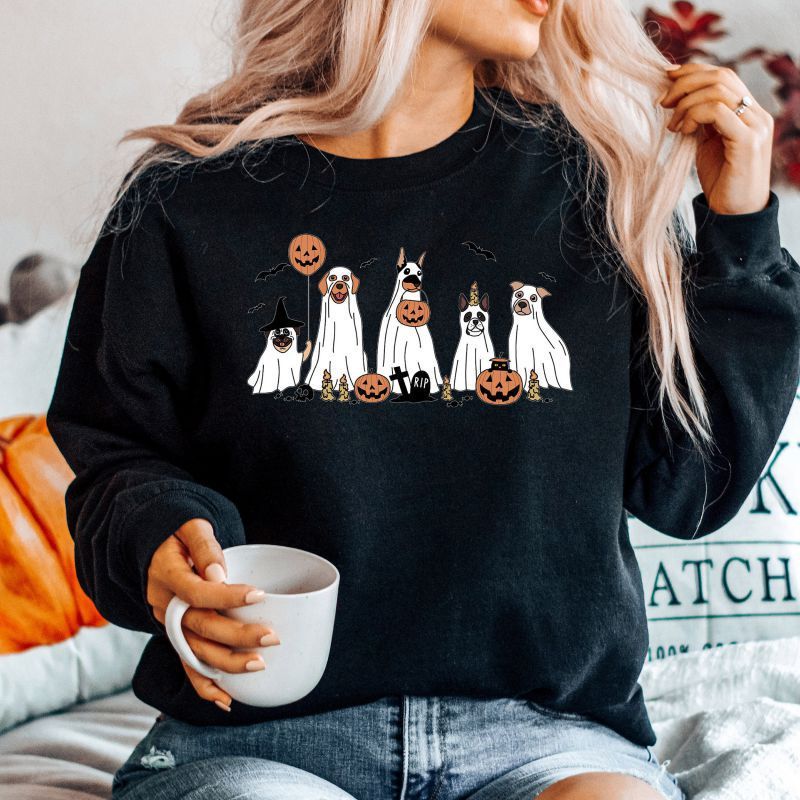 Women's Round Neck Halloween Printed Sweater - Image 2