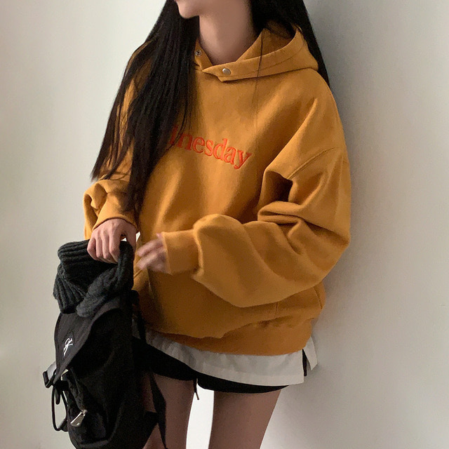 South Korea Chic Winter Student Loose Embroidery Hooded Fleece Lined Sweater - Image 3