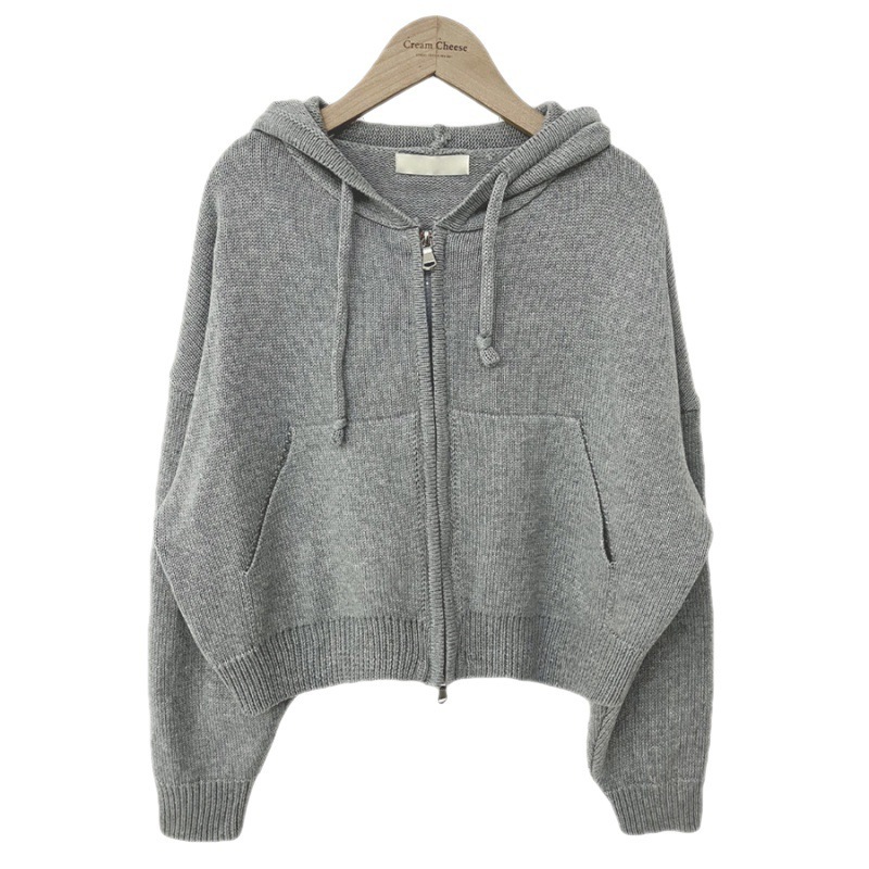 Autumn Leisure Hooded Cropped Sweater Coat - Image 5
