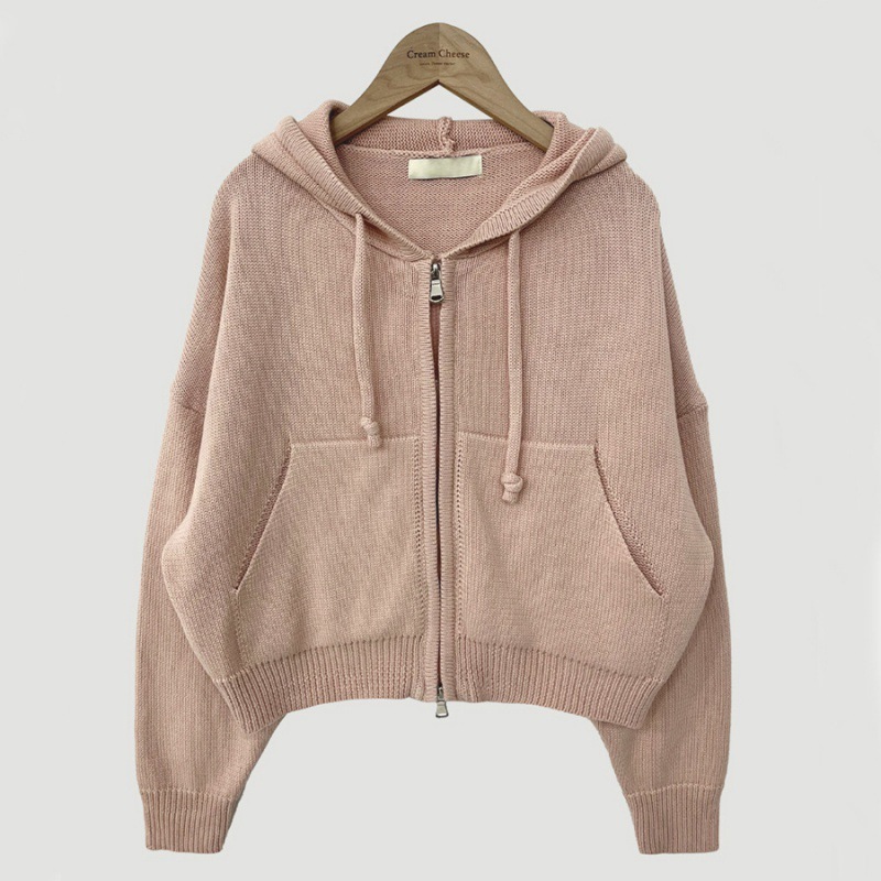 Autumn Leisure Hooded Cropped Sweater Coat - Image 8