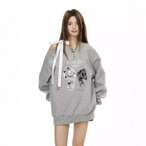 Loose Round Neck Print Sweater For Women