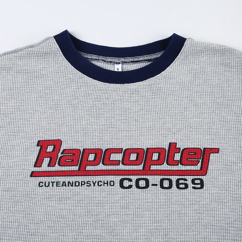 European And American Retro Contrast Color Round Neck Loose Mid-length Long Sleeve Top - Image 6