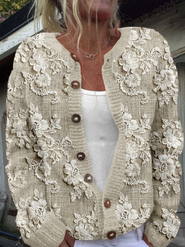 3D Digital Printing Cardigan Knitted Coat Women's Clothing - Image 9