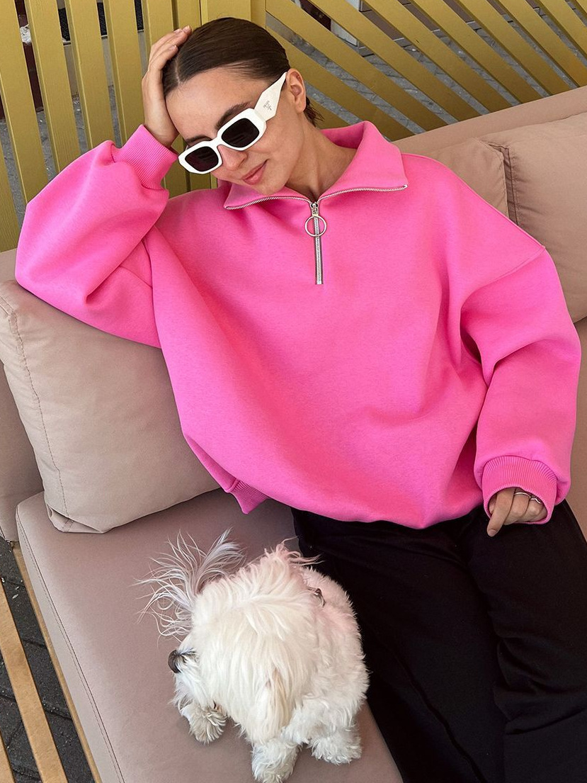 Women's Fashion Loose Casual Zip Sweater - Image 7