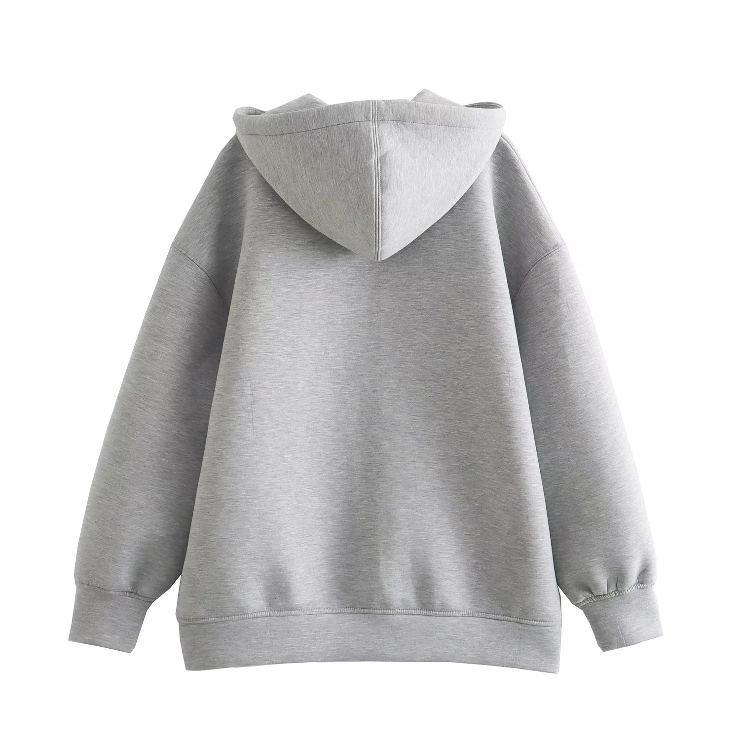 Idle Style Casual Zipper Gray Air Cotton Sweater For Women - Image 5