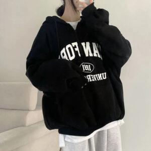 Foreign Trade Fleece Zipper Sweater Women's Thin Letters