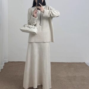 Fashion Casual Dress Long Sleeve Two-piece Sweater