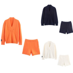 Loose Casual V-neck Long Sleeve Knitting Suit