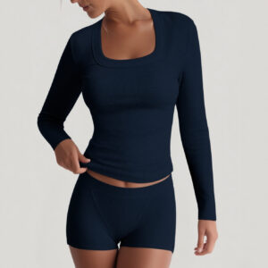 Sports Yoga Solid Color Long Sleeve High Elastic Skirt Outfit