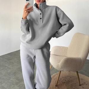 New Women's Fashion Button Collar Two-piece Set