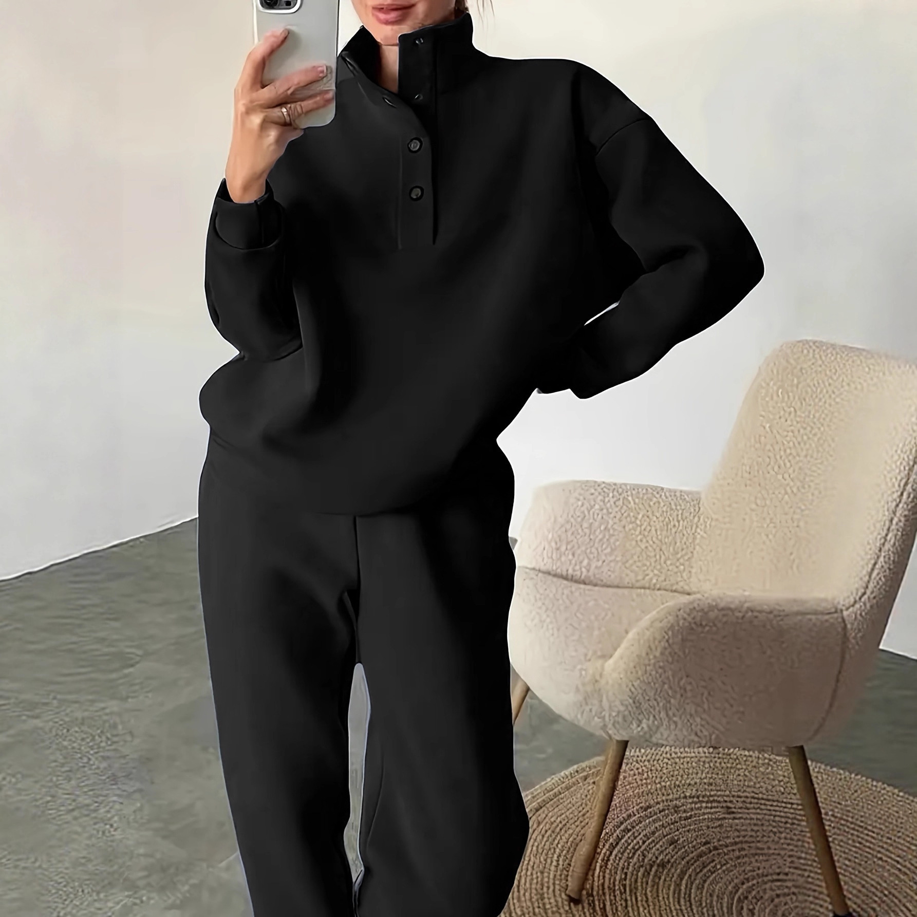 New Women's Fashion Button Collar Two-piece Set - Image 2