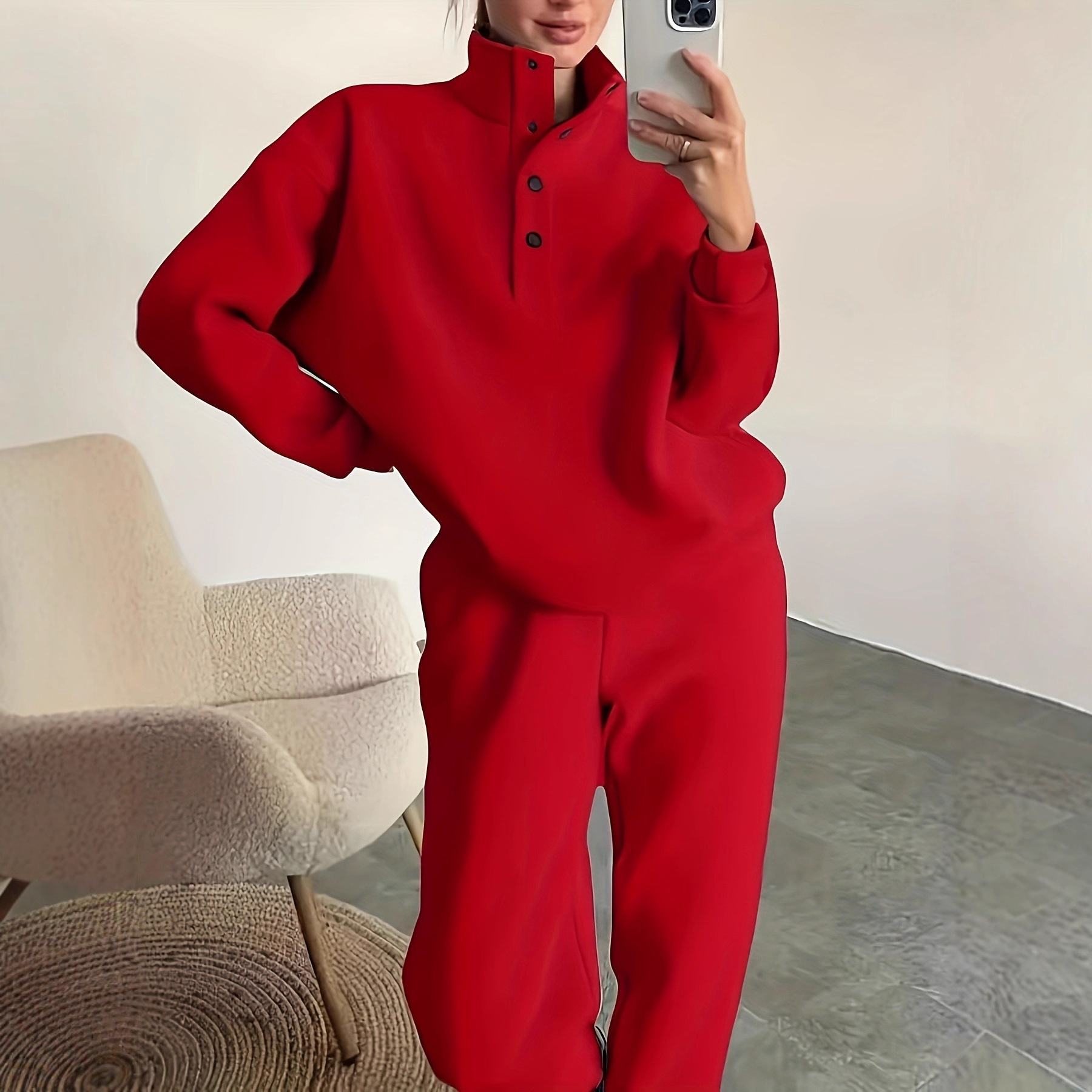 New Women's Fashion Button Collar Two-piece Set - Image 4