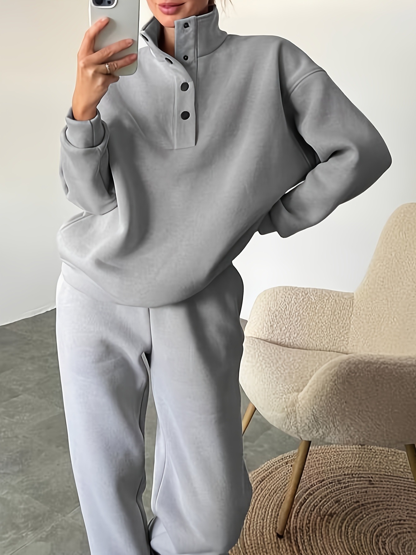 New Women's Fashion Button Collar Two-piece Set - Image 6