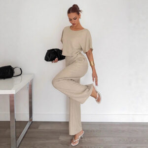 Light Short-sleeved Wide-leg Pants Two-piece Suit