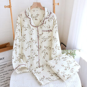 Women's Cotton Gauze Pajamas Spring And Autumn Long-sleeved Trousers