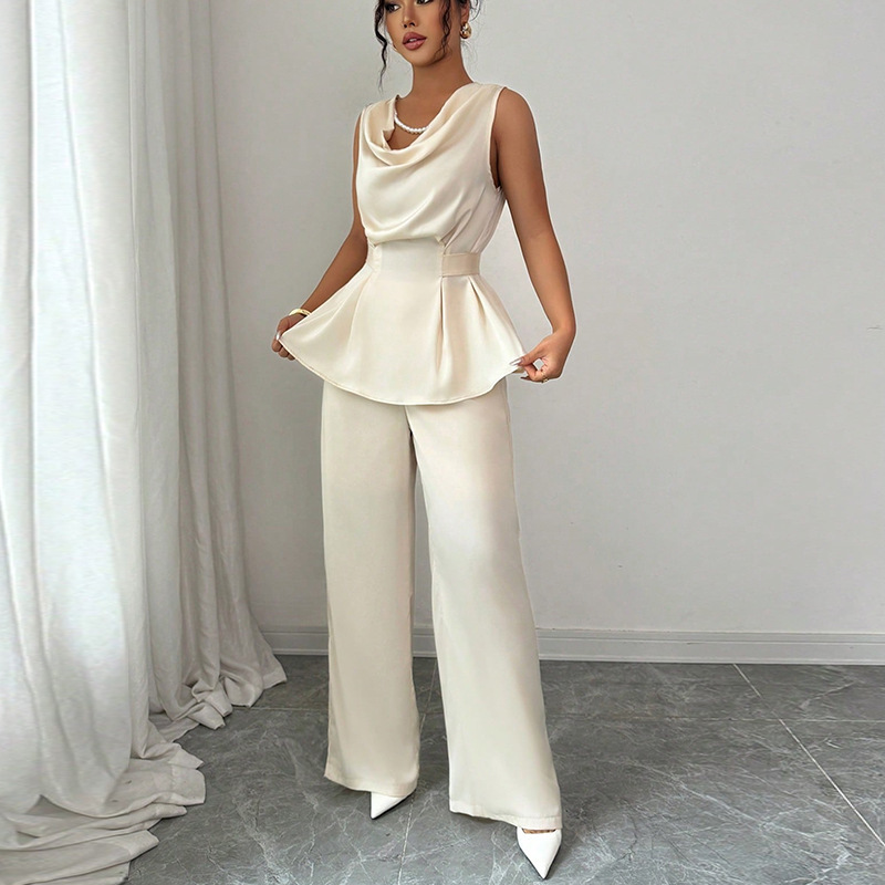 Women's Sleeveless Top Straight-leg Trousers Suit