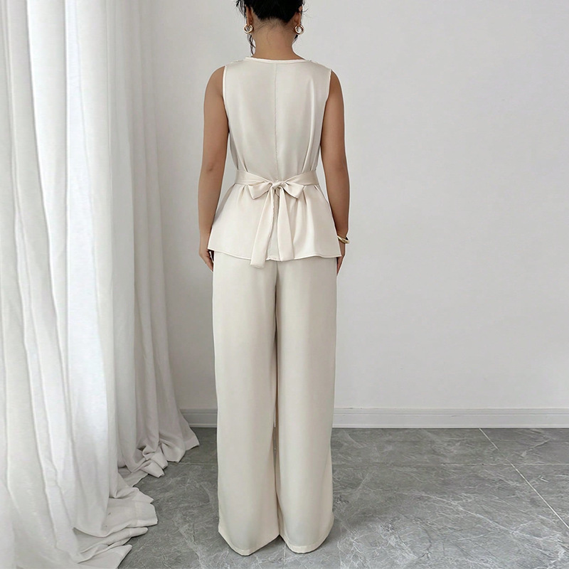 Women's Sleeveless Top Straight-leg Trousers Suit - Image 3