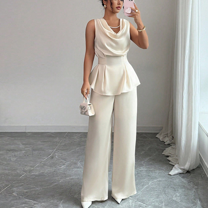 Women's Sleeveless Top Straight-leg Trousers Suit - Image 6