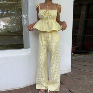 Women's Sling Top Wide-leg Straight Trousers Suit