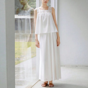 Actress Yafeng Burnt Flower Small Tank Top Skirt Set