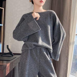 Women's Turtleneck Sweater Fashionable Two-piece Set With Thickened Pants