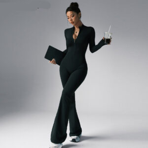 Zipper Jumpsuit Quick-dry Fitness Running Yoga Jumpsuit