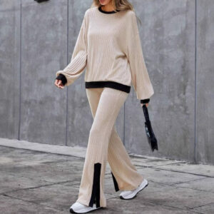 Autumn And Winter Casual Loose Homewear High-waist Elegant Slit Set
