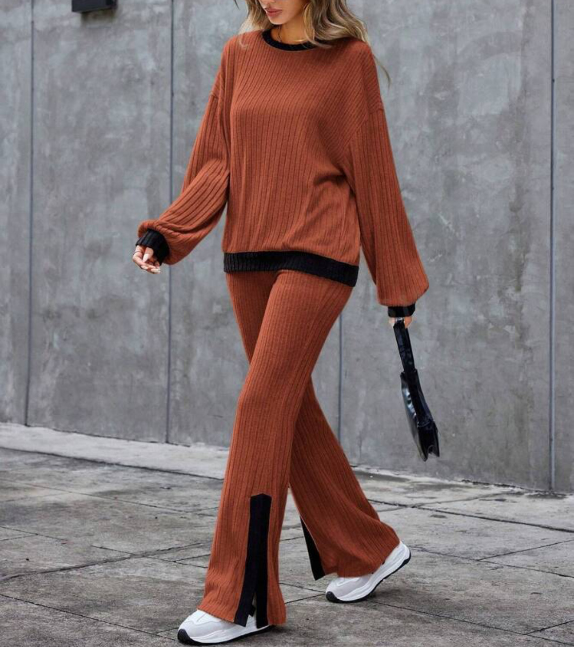 Autumn And Winter Casual Loose Homewear High-waist Elegant Slit Set - Image 7