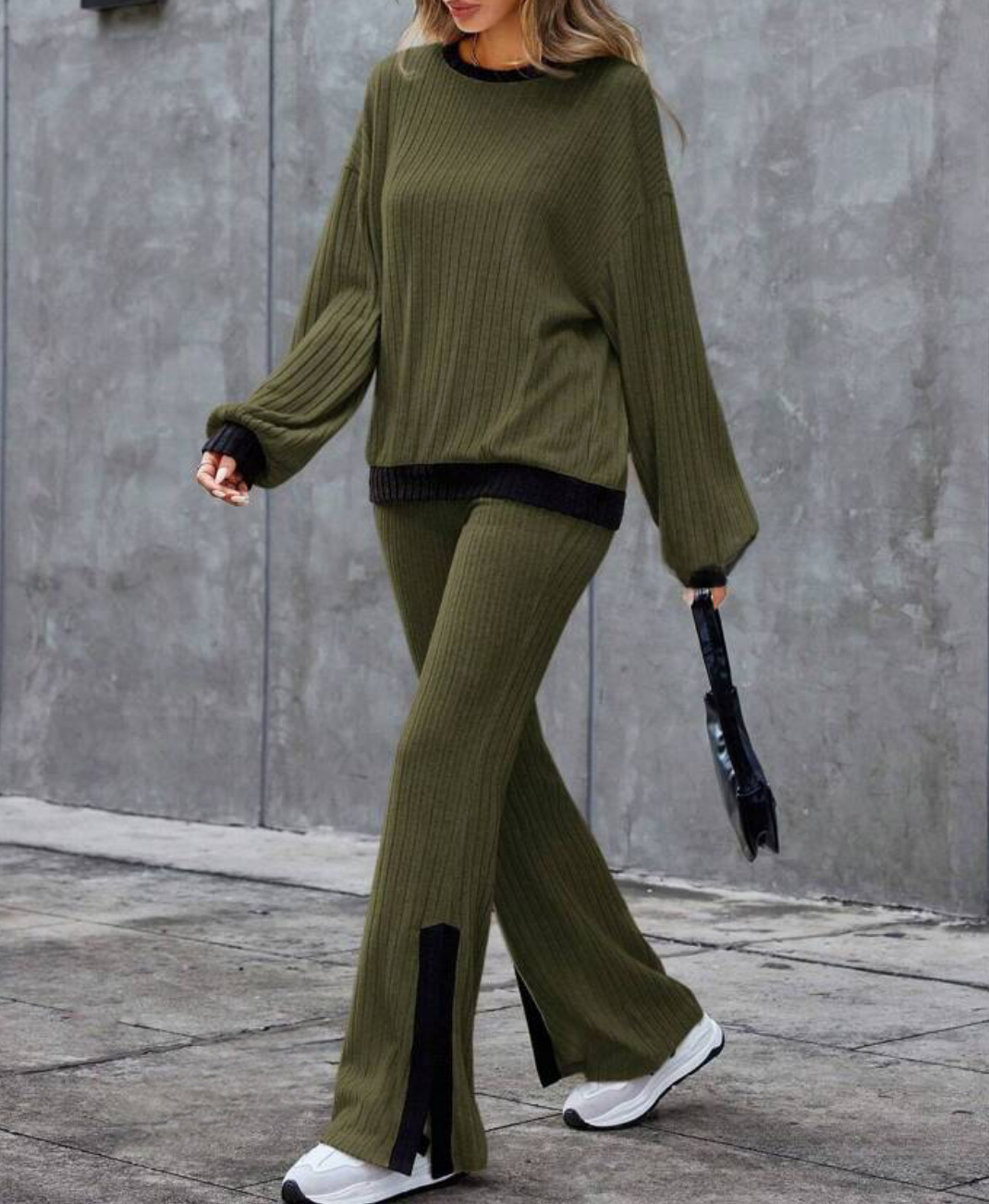 Autumn And Winter Casual Loose Homewear High-waist Elegant Slit Set - Image 8