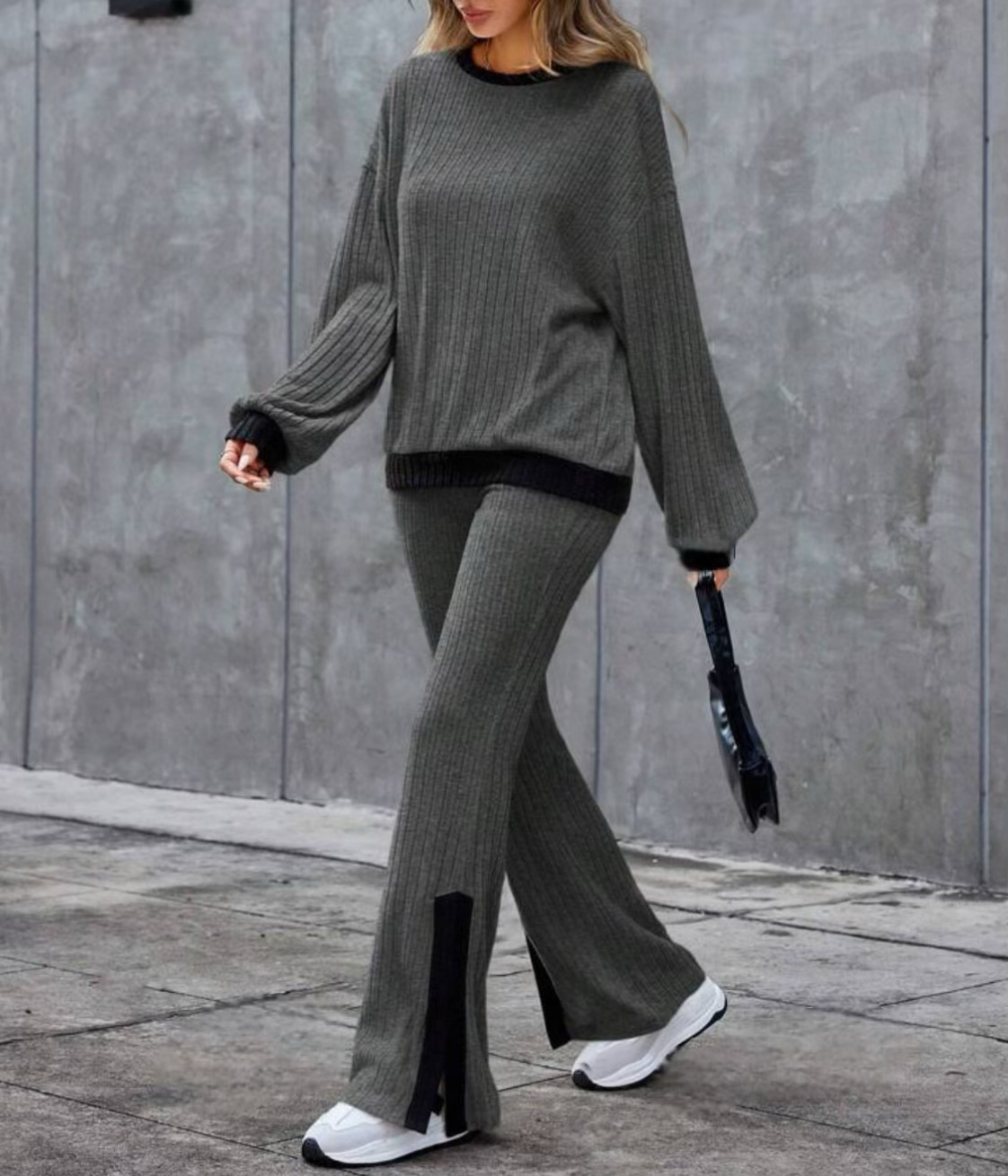 Autumn And Winter Casual Loose Homewear High-waist Elegant Slit Set - Image 9